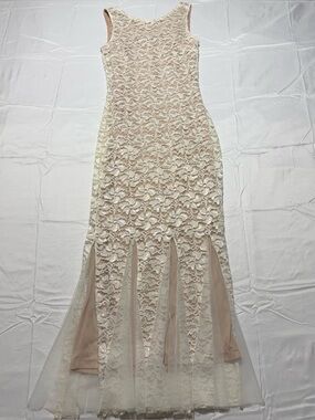 Candalite Petite Lace Maxi Dress Champagne With Gold Dots Dress Y2K Style